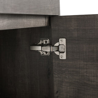 Single Vanity, Gray Oak Finish With Solid Surface Resin White Sink, 36"