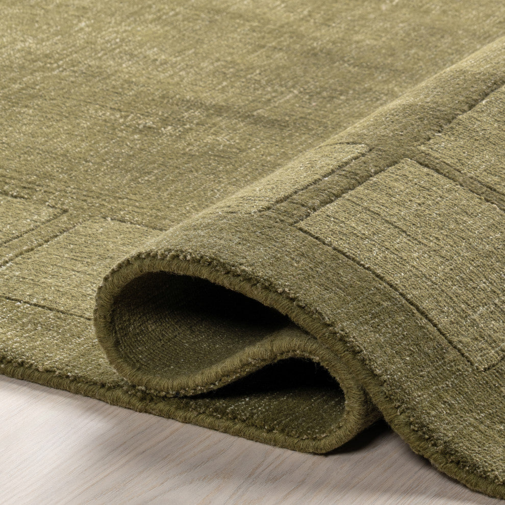 Petra High-Low Wool-Blend Area Rug, Verdant Green 10'' x 14''