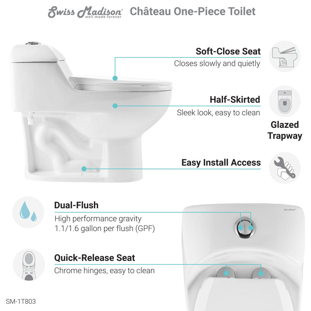 Chateau One-Piece Elongated Toilet Dual-Flush 1.1/1.6 gpf