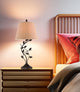 Kira Home Ambrose 31" Rustic Table Lamp, Beige Fabric Shade, Leaf Detailed Body