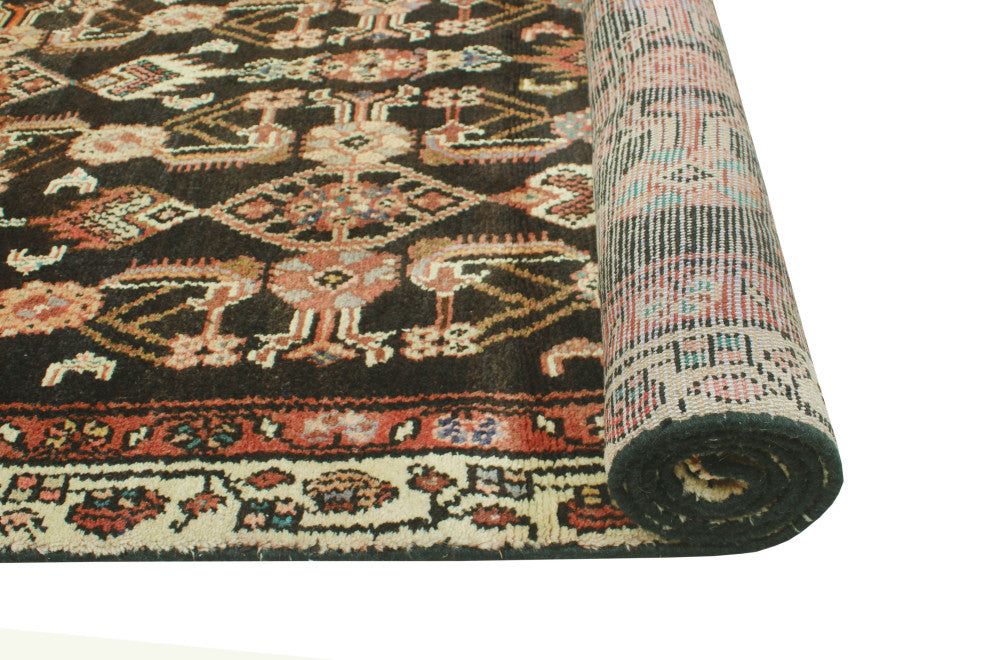 Fine Vintage Distressed Katie Charcoal/Ivory Runner, 3'8 x 8'4