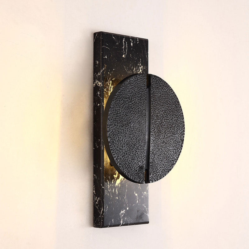 Modern Marble Wall Lamp in Designer Style for Living Room, Bedroom, Black, Cool Light