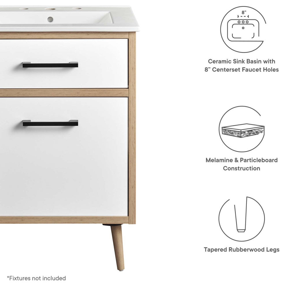 Maverick 24" Bathroom Vanity, White Oak