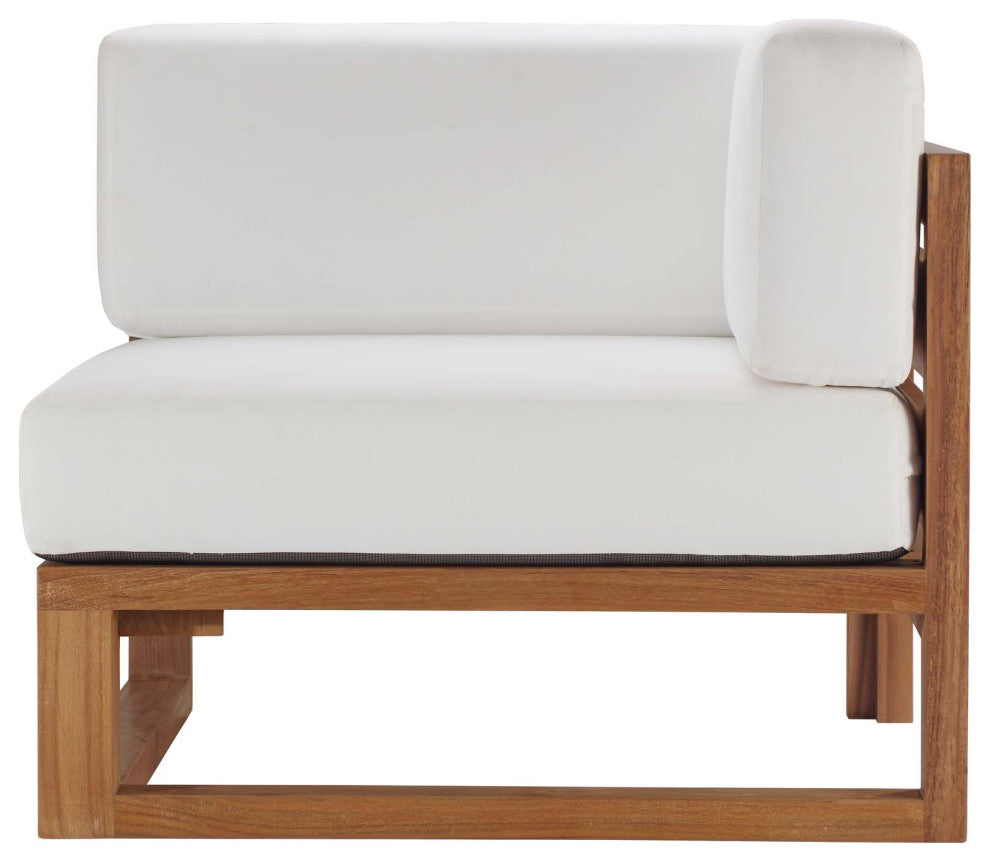 Lounge Sectional Sofa Chair Set, White Natural, Wood, Modern, Outdoor Patio