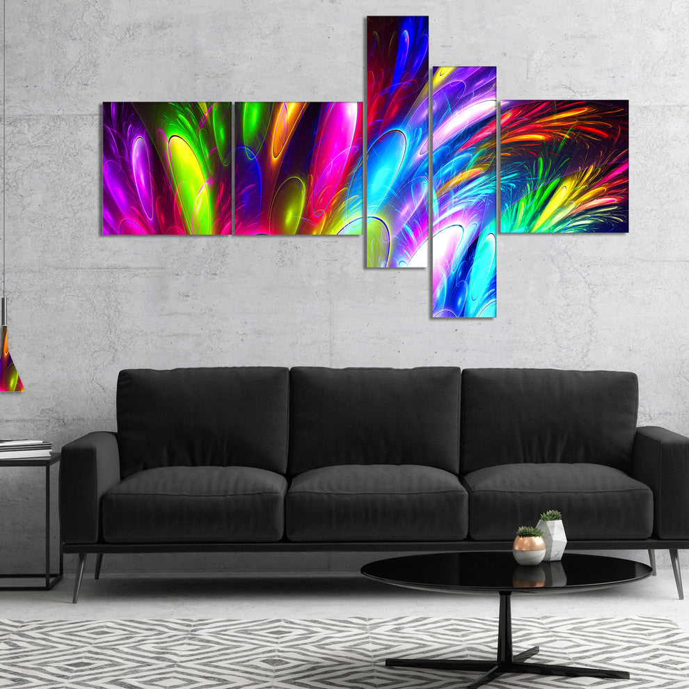 Mysterious Psychedelic Design, Abstract Canvas Art Print, 60"x32", 5 panels