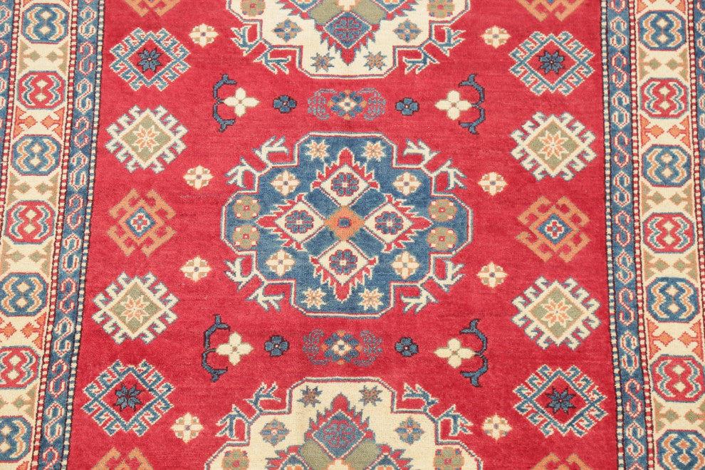 Oriental Kazak Traditional Hand Made Pakistani Area Rug, Red, 6'8"x4'11