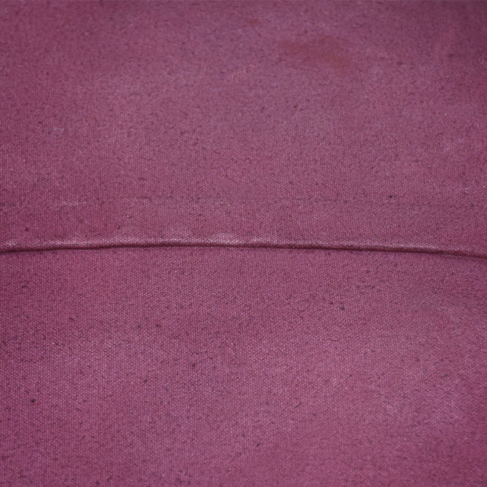 Pouf-Solid Handmade Leather Pouf (Recycled Foam with Fiber Fill), Dark Pink, (Round)18x18x18