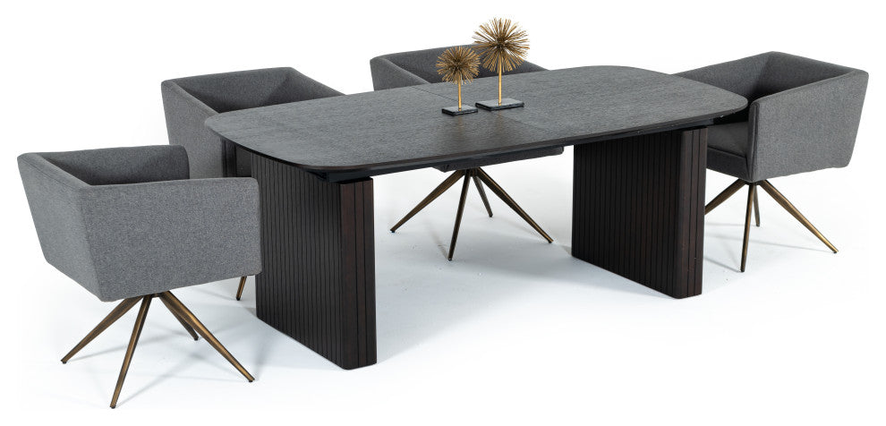 Modrest Calhoun Modern Smoked Oak Extendable Dining Table