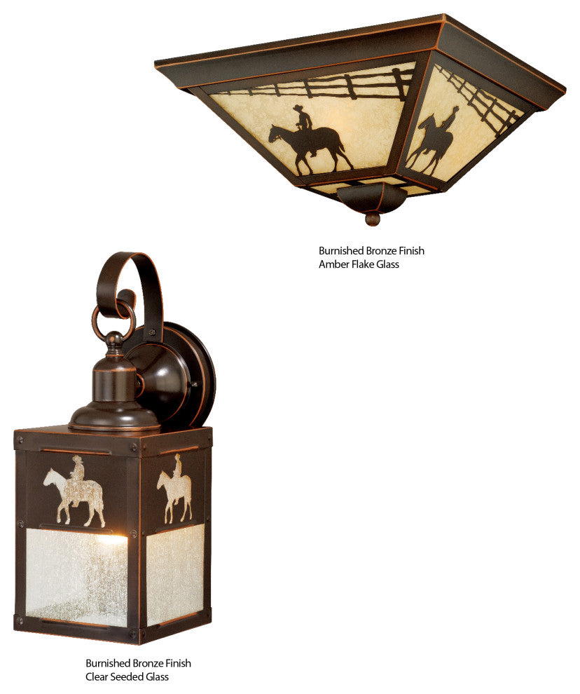 Trail 14" Horse Outdoor Flush Mount Ceiling Light Burnished Bronze