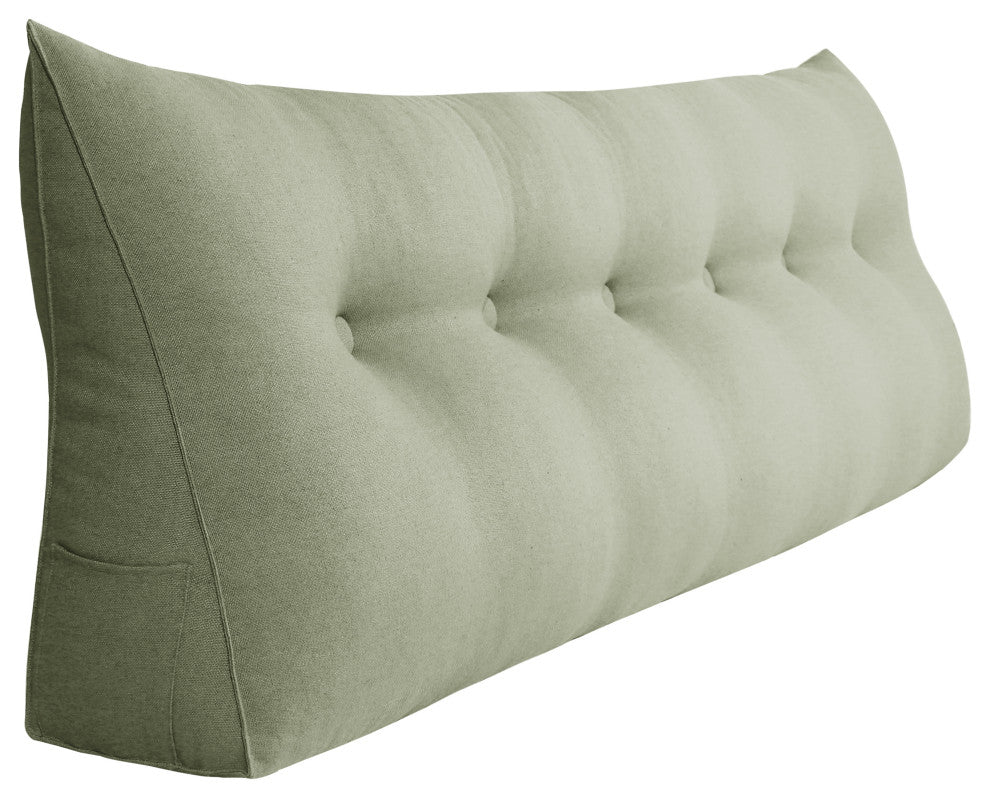 WOWMAX Backrest Wedge Reading Pillow Headboard Linen Blend Lime Green, 71x20x8