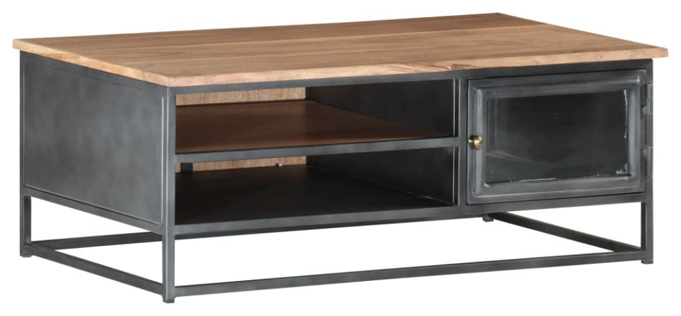 Vidaxl Coffee Table Gray 35.4"x19.7"x13.8" Solid Acacia Wood