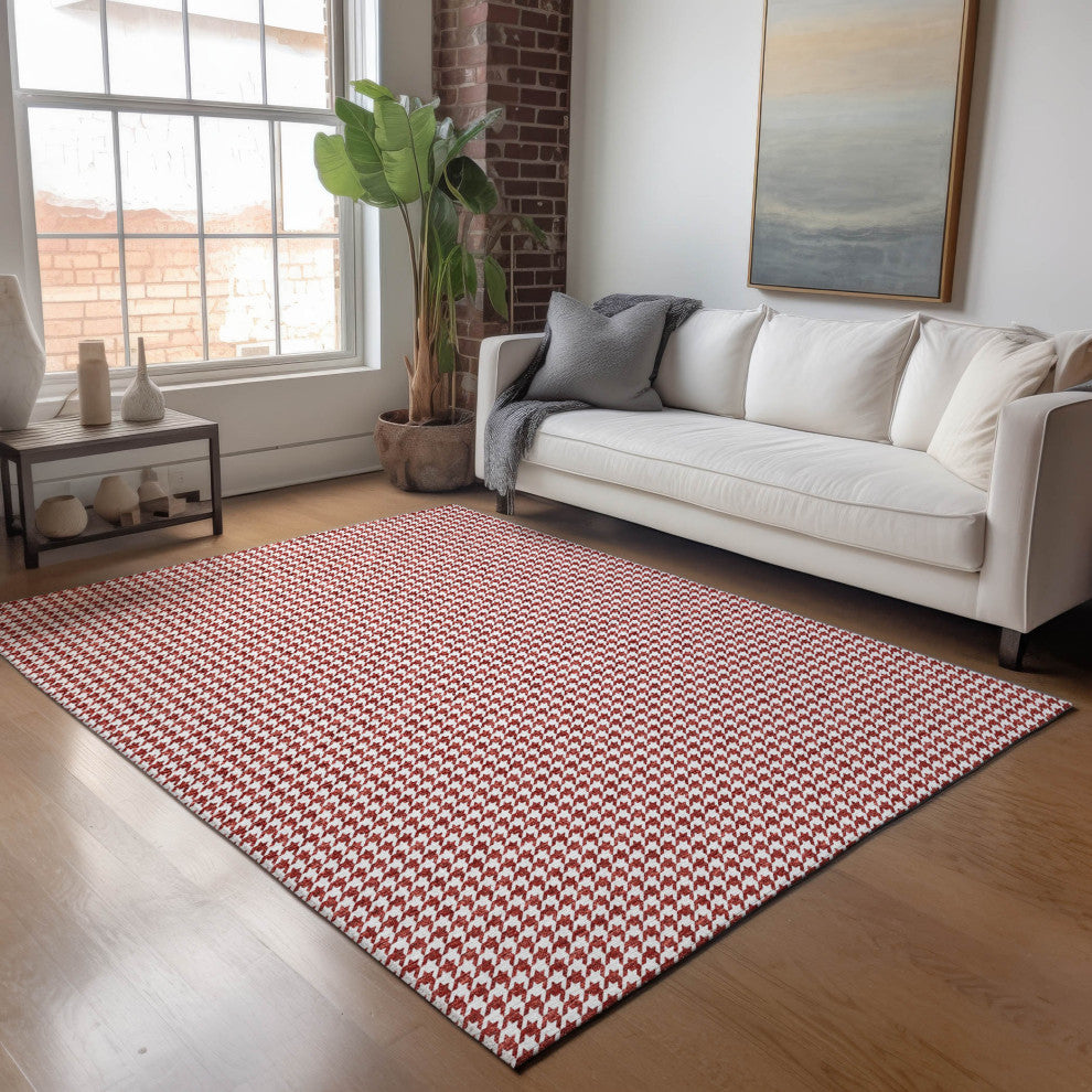 Addison Premium Washable Mayfield AMF137 Red 10'' x 14'' Rug