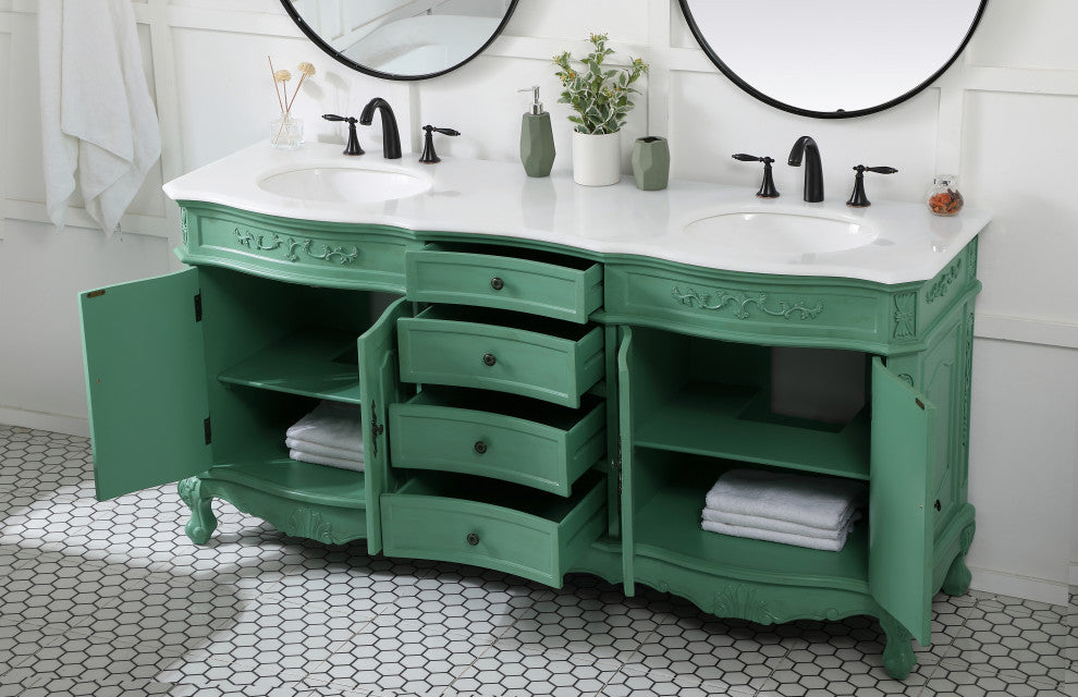 Bathroom Vanity, Vintage Mint, 72", Double Sink