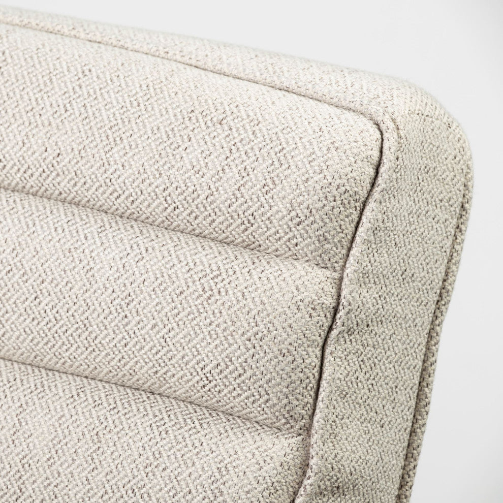 Ajax II Cream Fabric w/ Medium Brown Solid Wood Frame Accent Chair