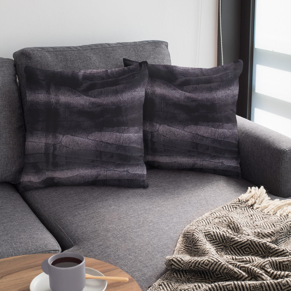 Plutus Black Graphite Furever Faux Fur Throw Pillow, 20" x 36" King
