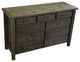 Barnwood Style Timber Peg 9-Drawer Dresser, Weathered Slate