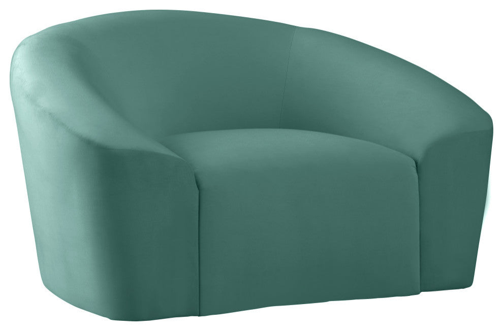 Riley Velvet Upholstered Rounded Chair, Mint
