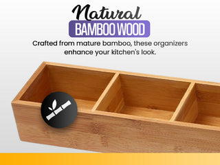 YBM HOME Bamboo 4 Compartment Organizer Tray for Drawers