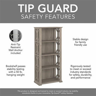 Homestead 4 Shelf Farmhouse Bookcase in Driftwood Gray - Engineered Wood