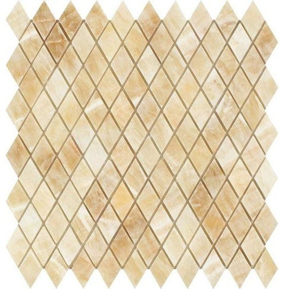 Honey Onyx Polished 1'' Diamond Mosaic Tile