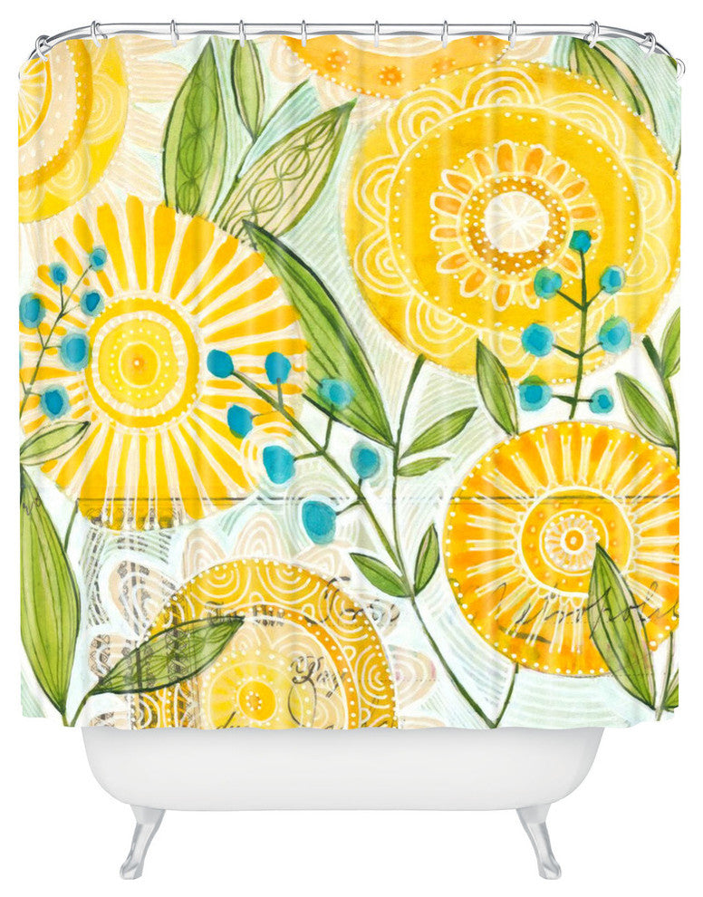 Cori Dantini Sun Burst Flowers Shower Curtain