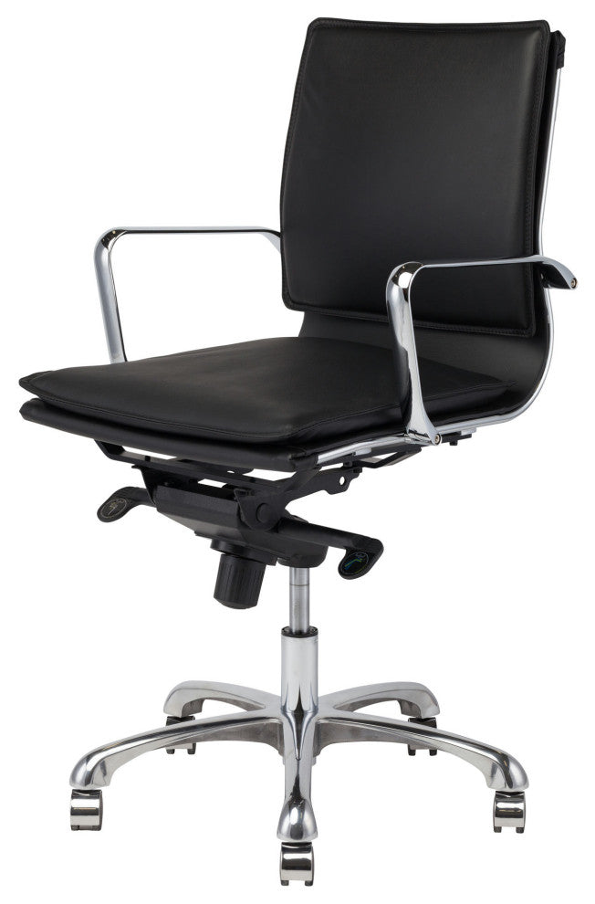 Carlo Office Chair in Black Leather by Nuevo