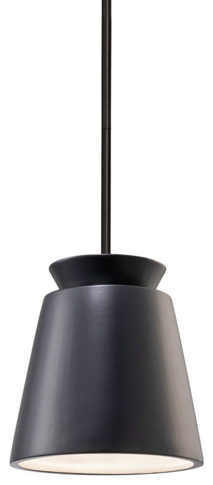 Small Trapezoid Pendant, Carbon Matte Black, Matte Black, Incandescent