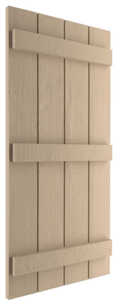 Rustic 4 Board Joined B-N-B Faux Wood Shutters, Rough Cedar, 22x64"
