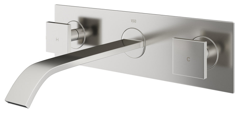 VIGO Titus 3" H 2-Handle Wall Mount Bathroom Faucet, Brushed Nickel