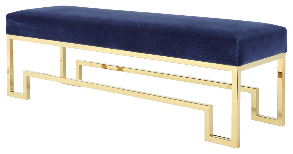 Laurence Bench, Gold and Navy, High Polish Gold