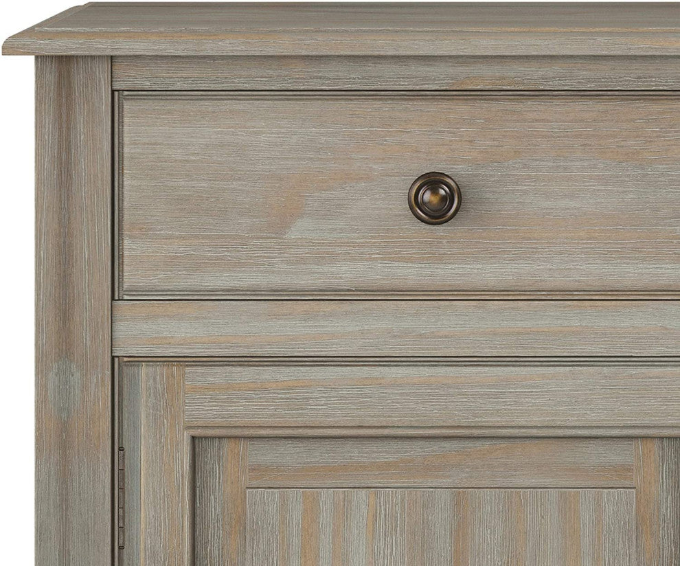 Solid Wood 40" Entryway Storage Cabinet, Drawers, Doors, Shelves, Distressed Grey