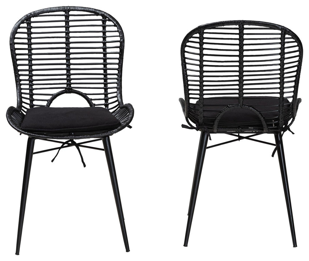 Sheryl Rattan Dining Chairs, Set of 2, Black