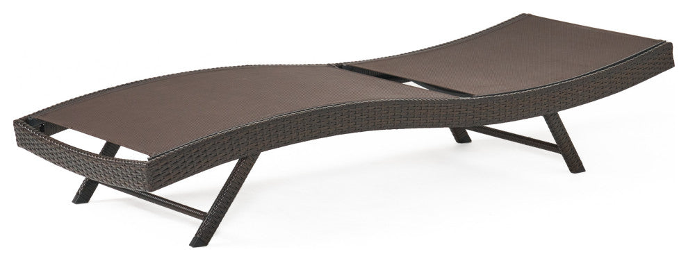 GDF Studio Burnham Outdoor Brown Mesh Chaise Lounge Chair, Set of 2
