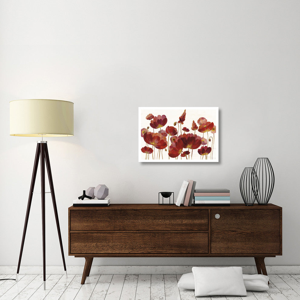 "Red Flowers on White Crop" Digital Paper Print by Silvia Vassileva, 32"x22"