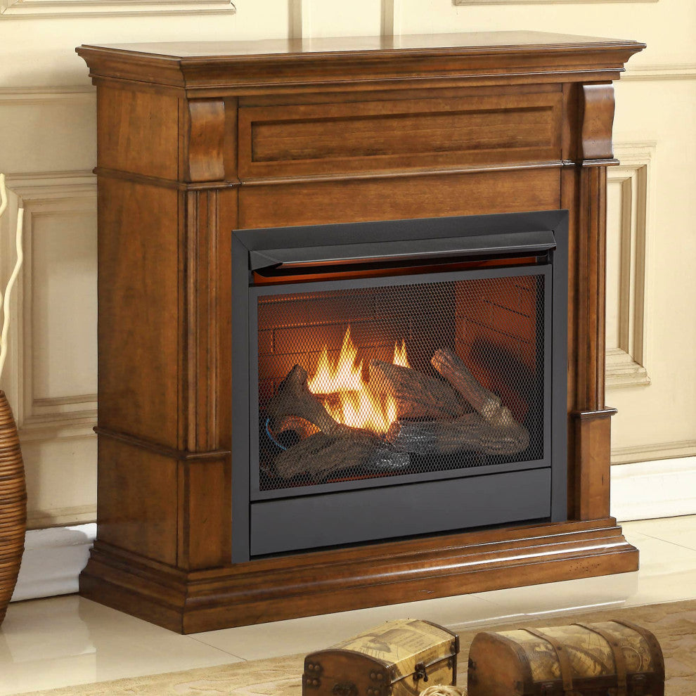 Duluth Forge Dual Fuel Ventless Gas Fireplace, 26,000 BTU, T-Stat, Apple Spice