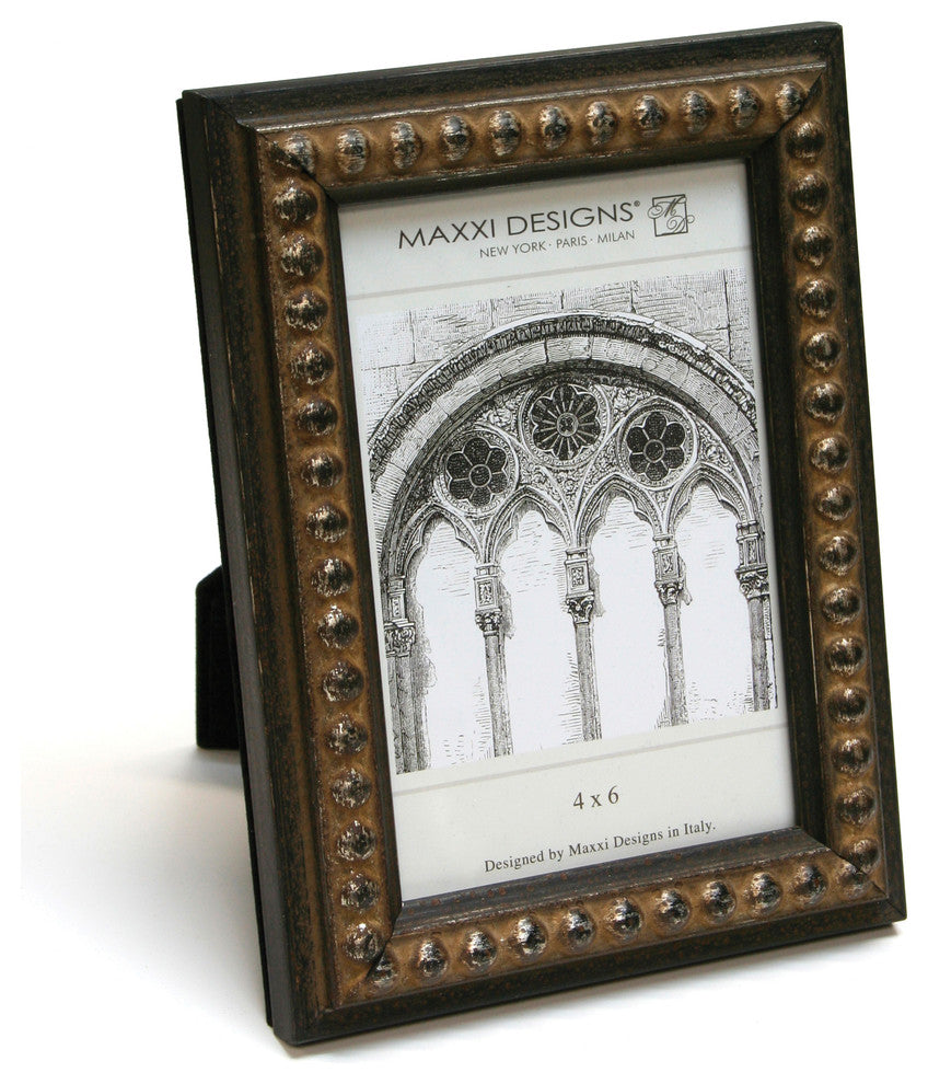 Arezzo Antique Frame, Black With Beads, 4"x6"