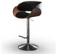 Amery Mid-Century Modern Adjustable Swivel Bar Stool, Black Faux Leather
