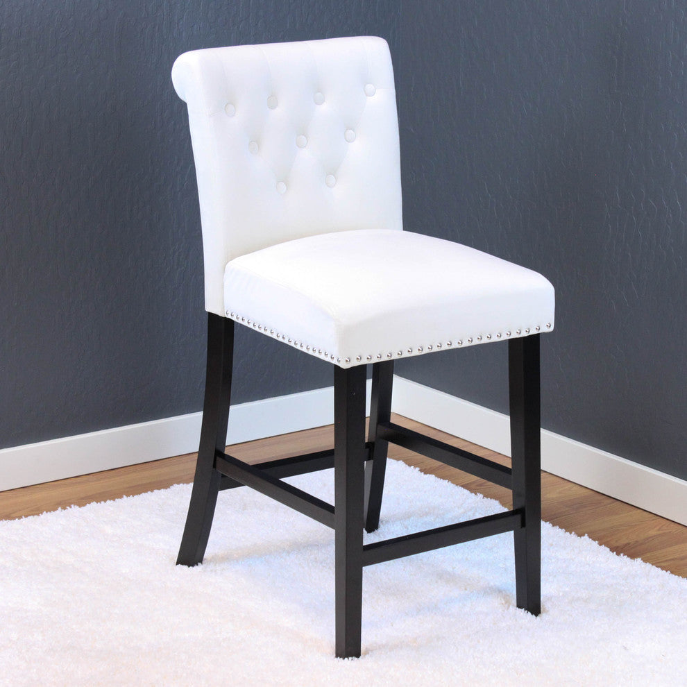 Markelo Velvet Counter Chairs, Set Of 2, White