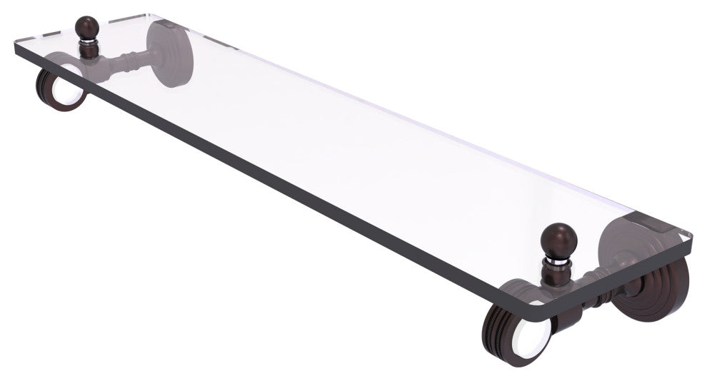 Pacific Grove 22" Glass Shelf with Dotted Accents, Antique Bronze