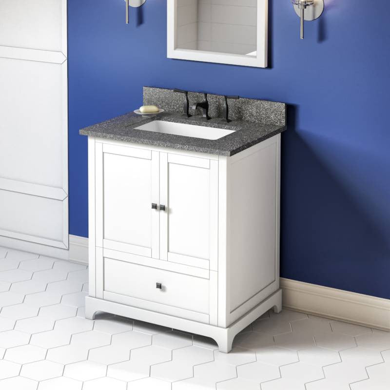 Addington Modern 30" White Vanity, Boulder Cultured Marble Vanity Top