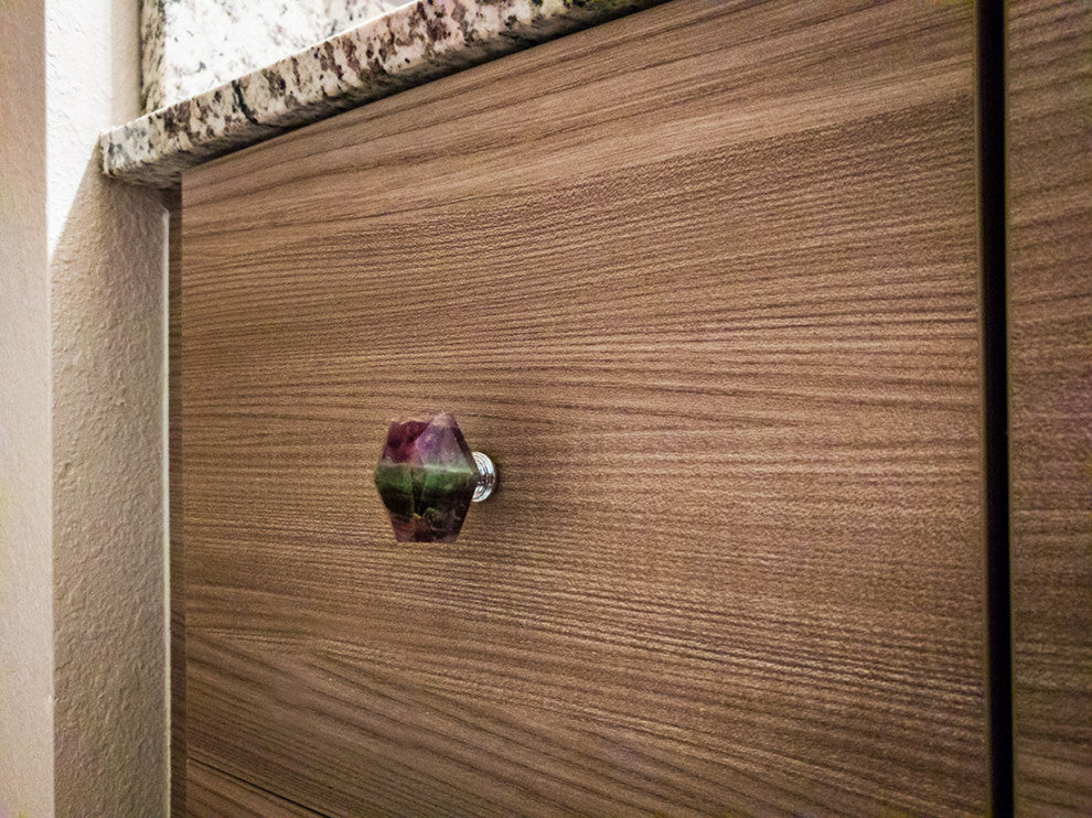 Natural Fluorite Crystal Hexagon Cabinet Knob or Drawer Pulls Set of 4