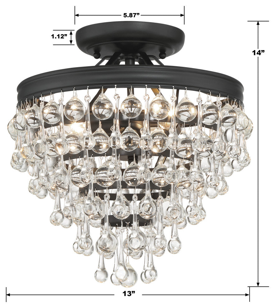 CRYSTORAMA Calypso 3 Light Matte Black Ceiling Mount