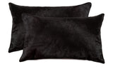 HomeRoots 12" x 20" x 5" Black, Cowhide Pillow 2-Pack