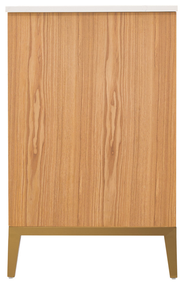 Nolan Freestanding Bathroom Vanity with Quartz Top, Light Oak, 60"
