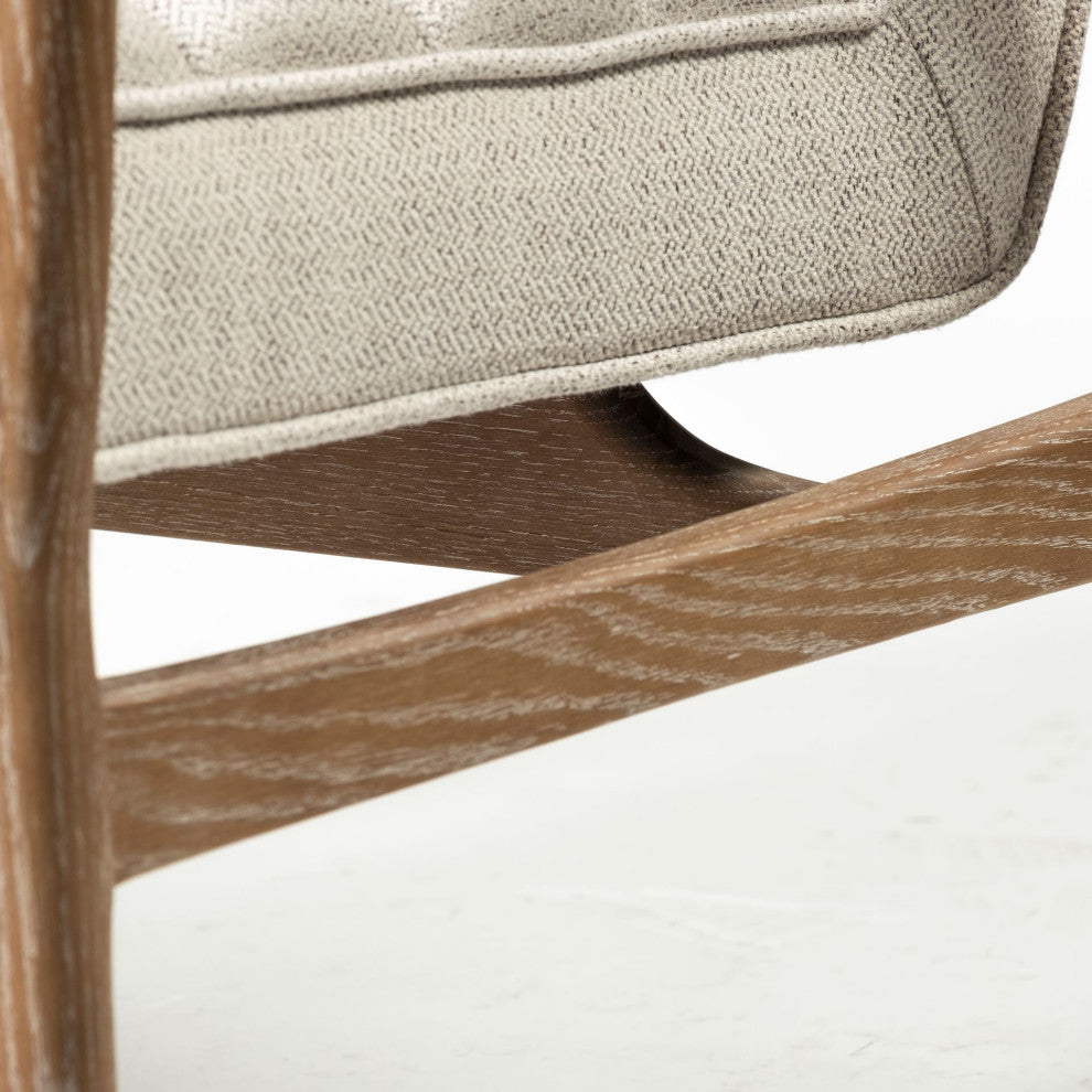 Ajax II Cream Fabric w/ Medium Brown Solid Wood Frame Accent Chair