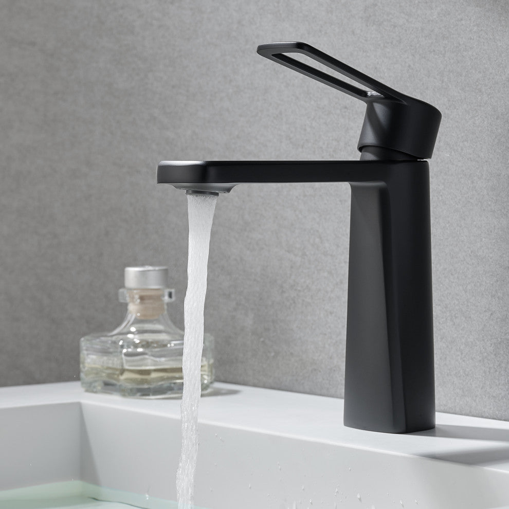 Paula Single Hole Single-Handle Bathroom Faucet, Matte Black