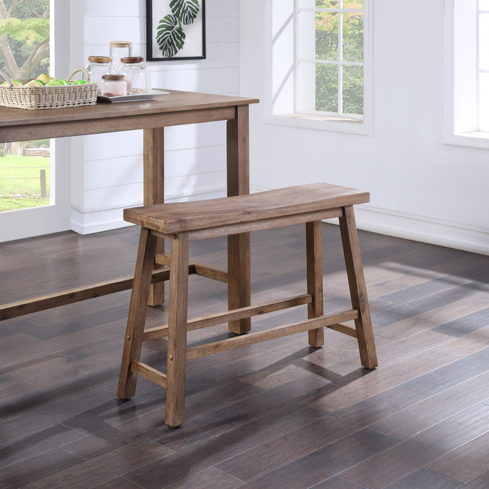 Sonoma Saddle Bench, Barnwood Wire-Brush