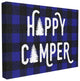 "Happy Camper Blue Black Buffalo Plaid" 16x20, Stretched Canvas Wall Art