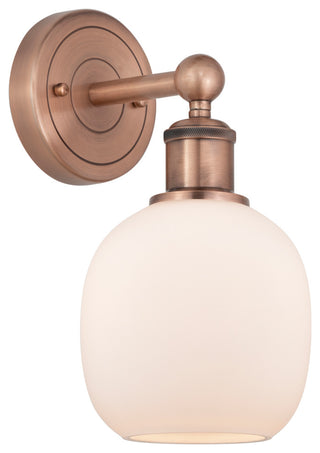 Edison Belfast 1-Light 6" Sconce, Antique Copper, Matte White