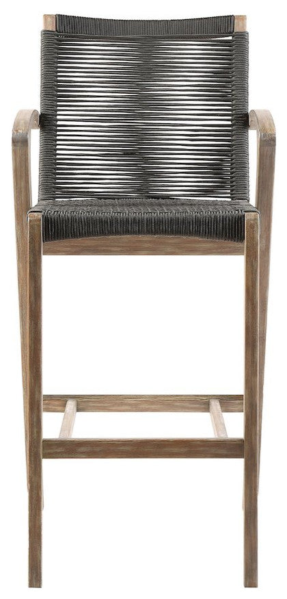 Brielle Outdoor Eucalyptus Wood and Rope Counter or Bar Height Stool
